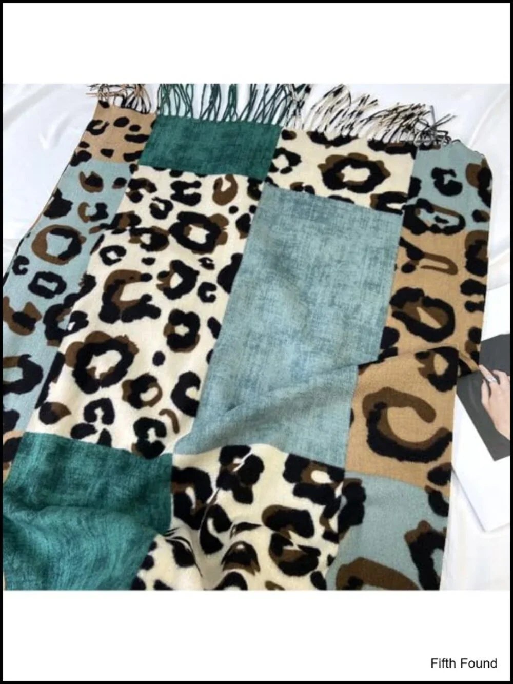 Oversized Leopard Print Scarf with Fringe Soft Plush Winter Shawl Wrap for Women